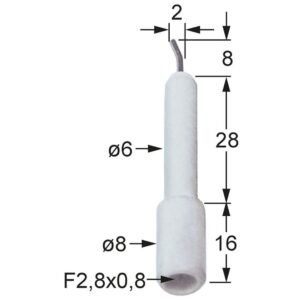 electrod de aprindere L1 8mm L2 2mm