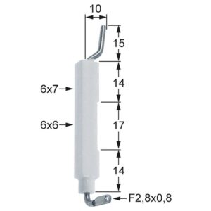 electrod de aprindere L1 15mm L2 10mm