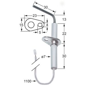 electrod de aprindere L1 13mm L2 30mm cu flanșă