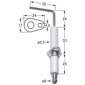 electrod de aprindere L1 24mm L2 32mm cu flanșă